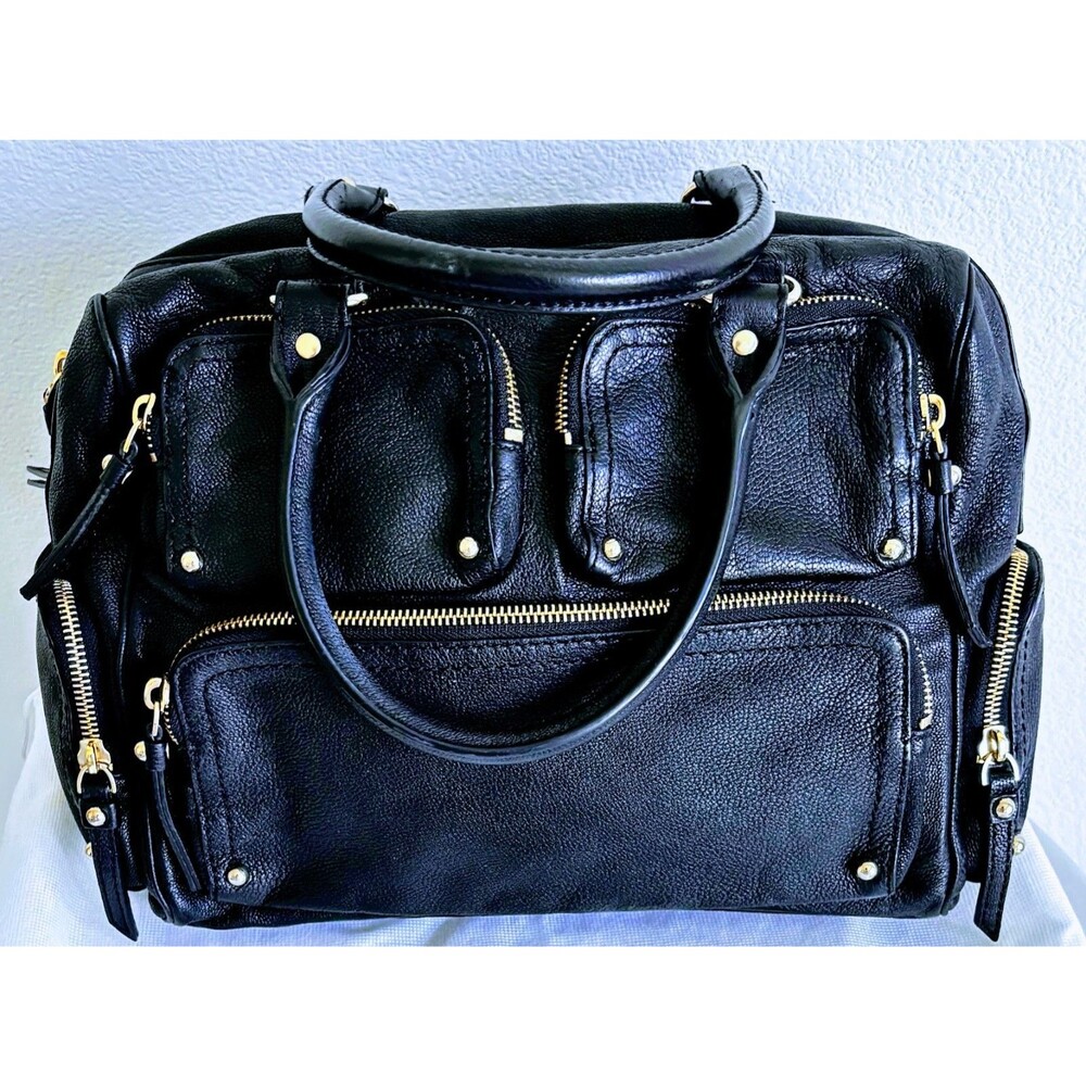 Kate Spade La Casita Black Pebbled Leather Multi-Pocket Satchel with Dust Bag